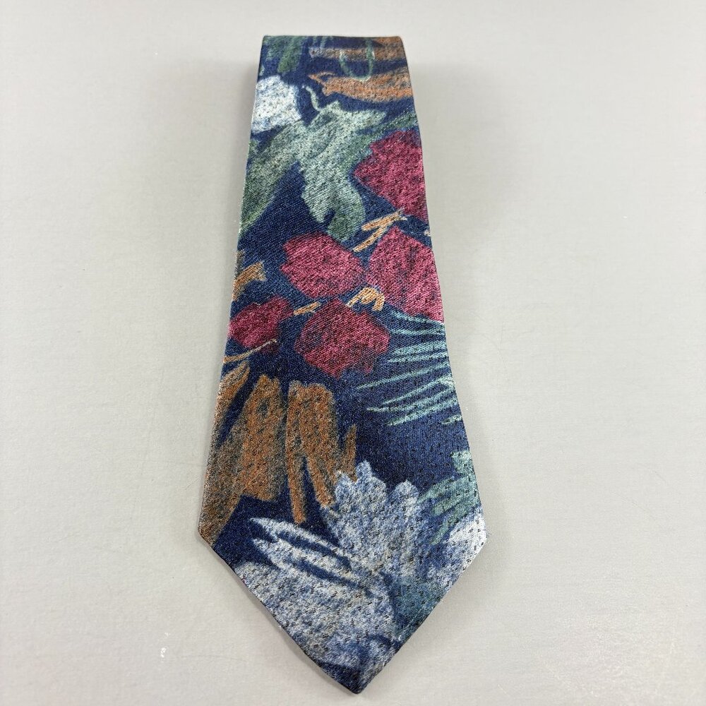 Johnny Carson Blue Floral Men's Tie 4" x 61" Vintage